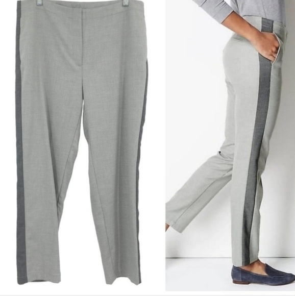 J JILL  heather tuxedo striped Career Pants Business Casual Trousers 18 designer - Picture 1 of 6